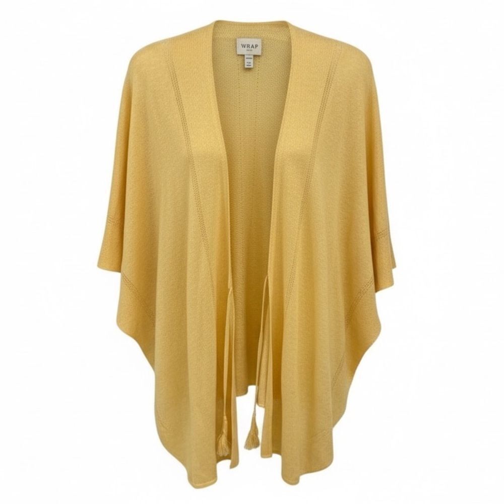 WRAP London 100% Linen Open Front Cardigan Size 12/14 Butter Yellow Artsy